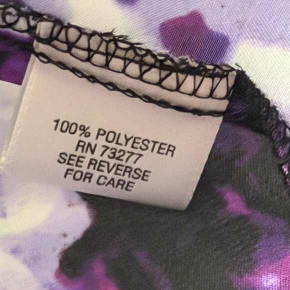Apt. 9 Purple Black Floral Long Sleeve Faux Wrap Blouse Size L Top - Picture 4 of 12
